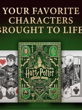 2 pockets Warner Bros. Harry Potter Playing Cards — Green & Gold Edition